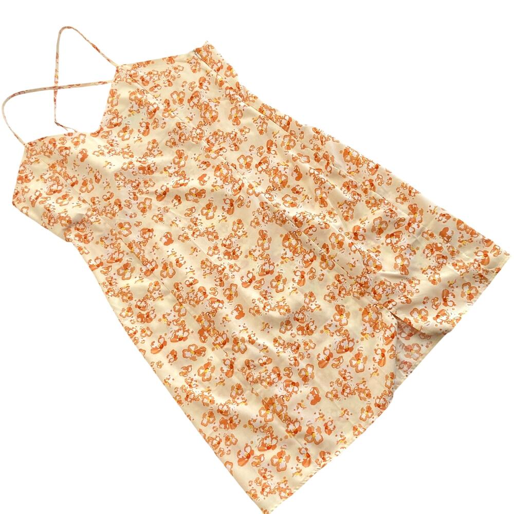 Lola May Womens 10 Yellow & Orange Floral Strappy Dress Coquette Fairy Y2K Beach